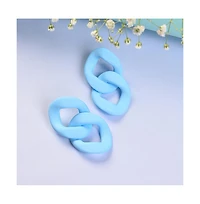 Sohi Women's Blue Chain-link Drop Earrings