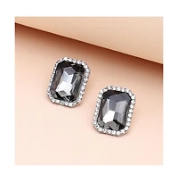 Sohi Women's Black Stone Stud Earrings
