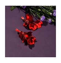 Sohi Women's Red Metallic Petal Drop Earrings