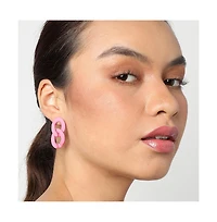 Sohi Women's Pink Chainlink Drop Earrings