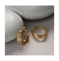 Sohi Women's Gold Twisted Hoop Earrings