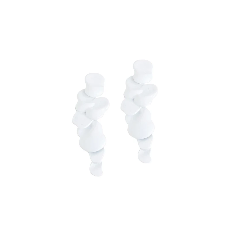 Sohi Women's White Abstract Drop Earrings