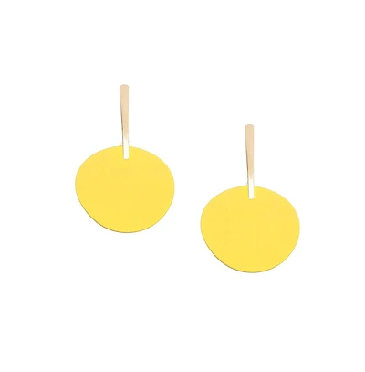 Sohi Women's Yellow Circular Drop Earrings