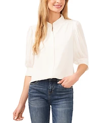 CeCe Women's 3/4-Sleeve Collared Button Down Top