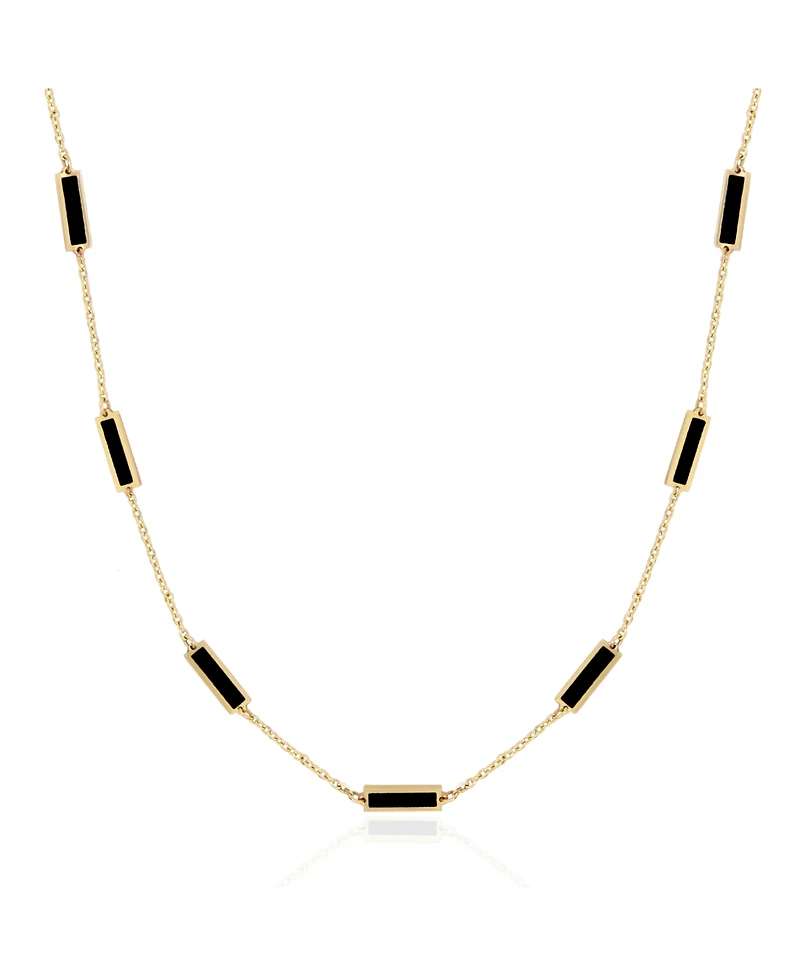 The Lovery Onyx Bar Chain Necklace 14K Gold