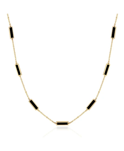 The Lovery Onyx Bar Chain Necklace 14K Gold