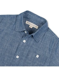 Hope & Henry Baby Boys Organic Short Sleeve Chambray Button Down Shirt