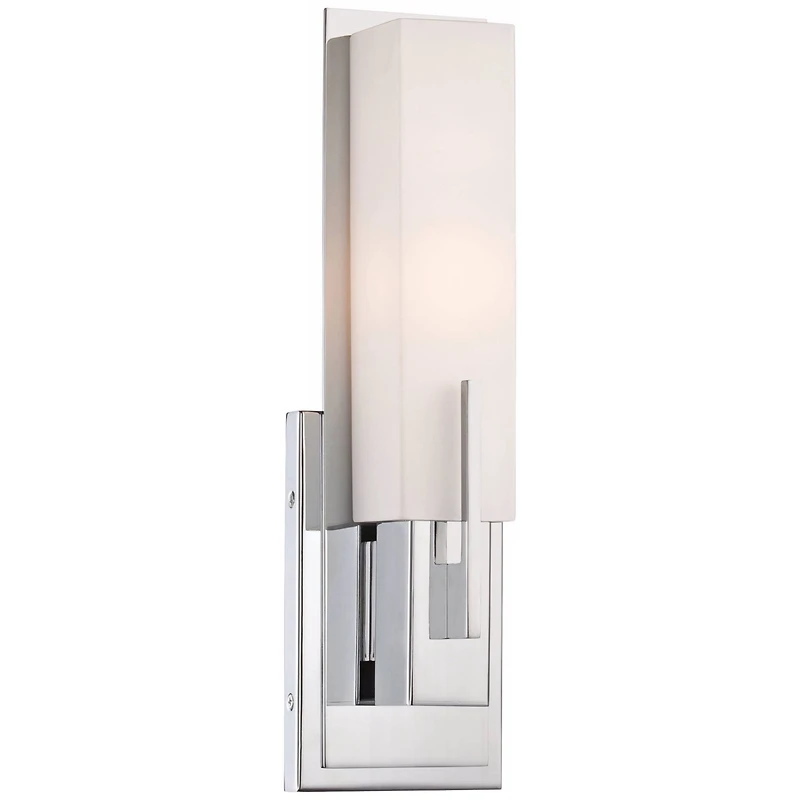 Possini Euro Design Midtown Modern Wall Light Sconce Chrome Hardwire 4 1/2" Fixture Rectangular White Glass for Bedroom Bathroom Vanity Reading H