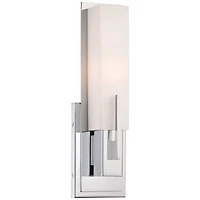 Possini Euro Design Midtown Modern Wall Light Sconce Chrome Hardwire 4 1/2" Fixture Rectangular White Glass for Bedroom Bathroom Vanity Reading H