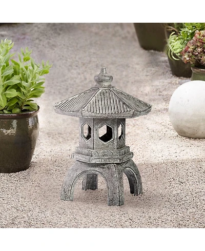 John Timberland Pagoda Statue Sculpture Asian Japanese Garden Decor Indoor Outdoor Front Porch Old Faux Stone Finish 16 1/2" Tall