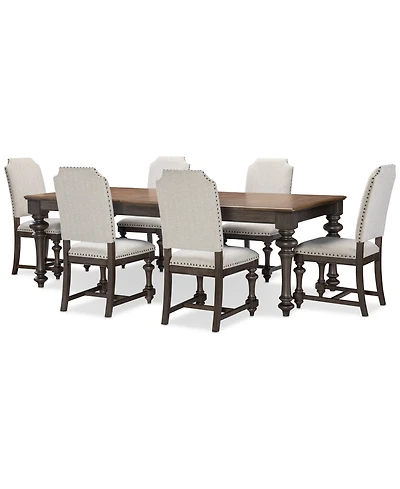 Mandeville Pc. Dining Set (Rectangular Table & Upholstered Chairs