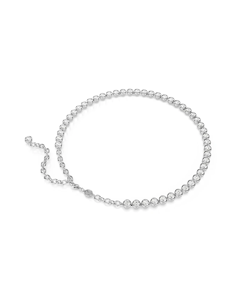 Swarovski Round Cut, White, Rhodium Plated Imber Tennis Necklace