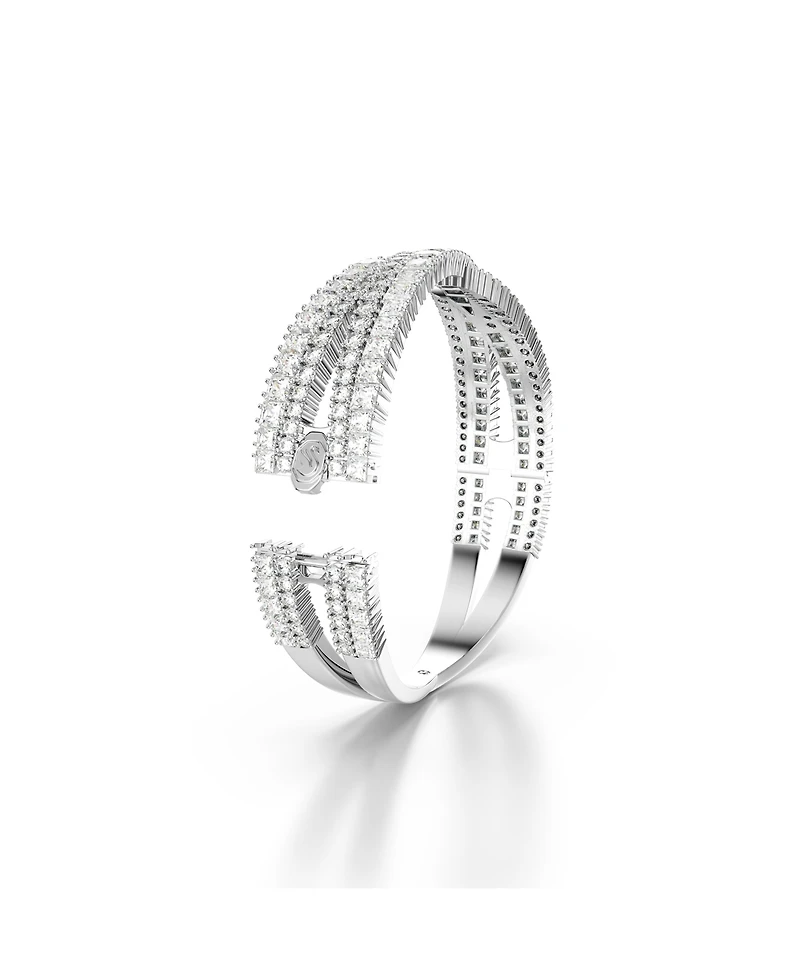 Swarovski Infinity, White, Rhodium Plated Hyperbola Cuff Bracelet