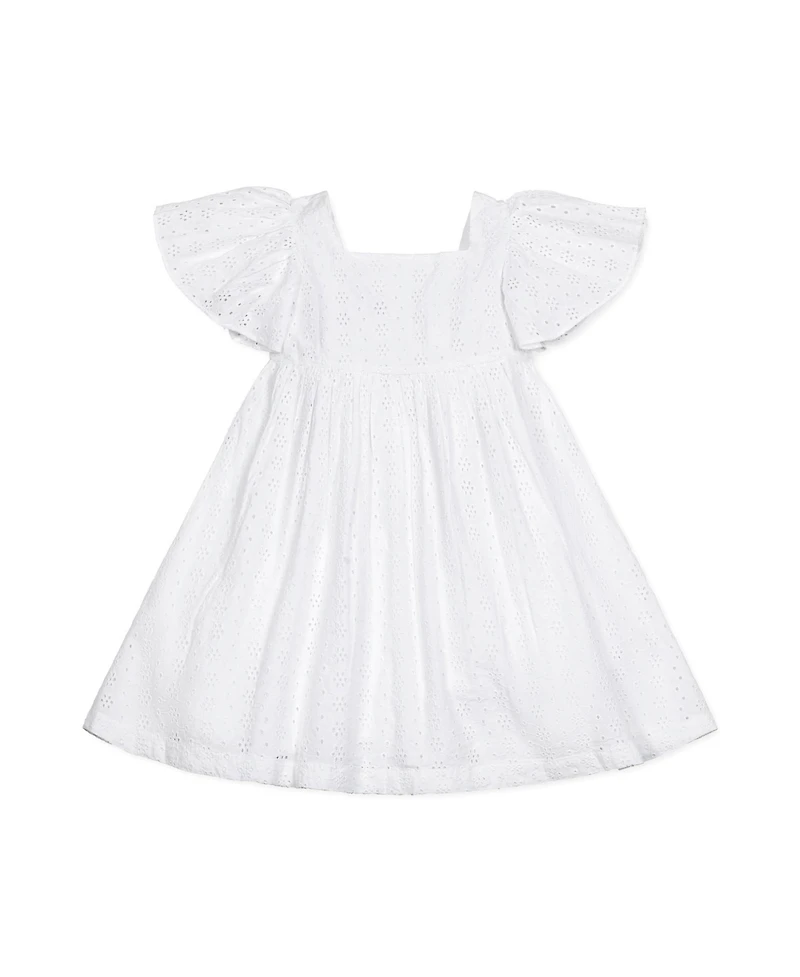 Hope & Henry Girls' Flutter Sleeve Eyelet Empire Dress, Toddler