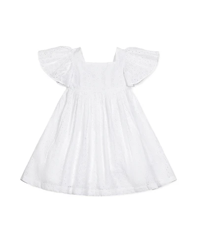 Hope & Henry Girls' Flutter Sleeve Eyelet Empire Dress, Toddler