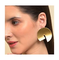 Sohi Women's Gold Metallic Circular Stud Earrings