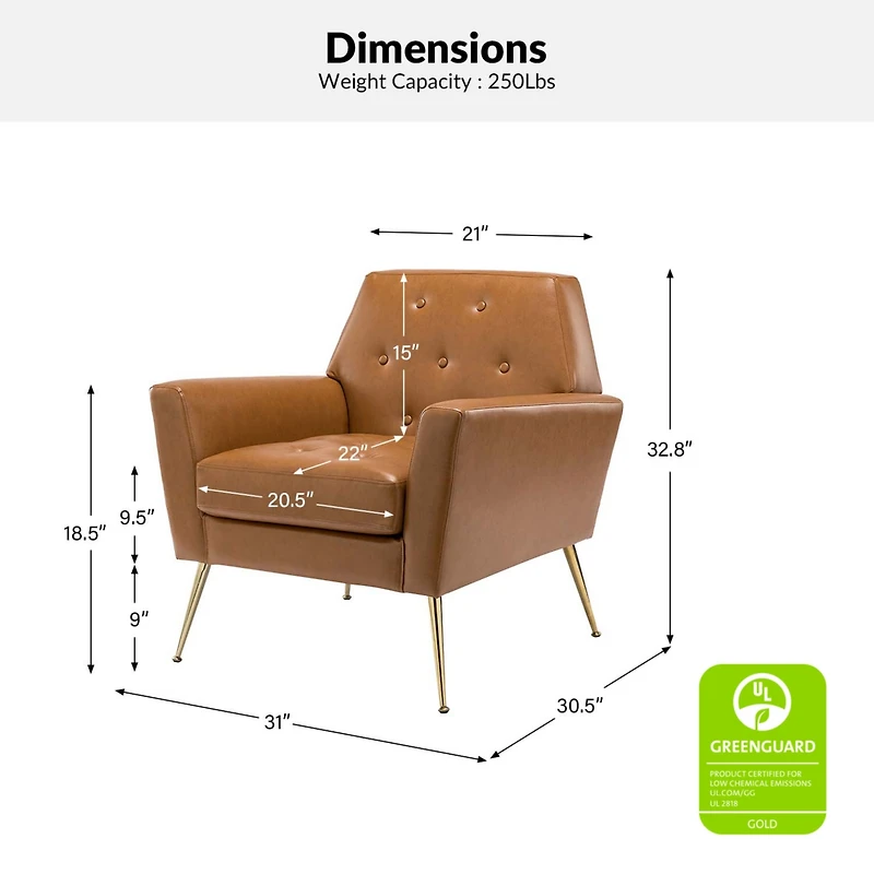 Modern Faux Leather Accent Chair for Living Room Bedroom