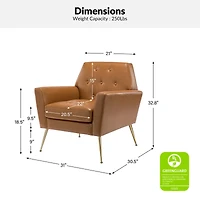 Modern Faux Leather Accent Chair for Living Room Bedroom