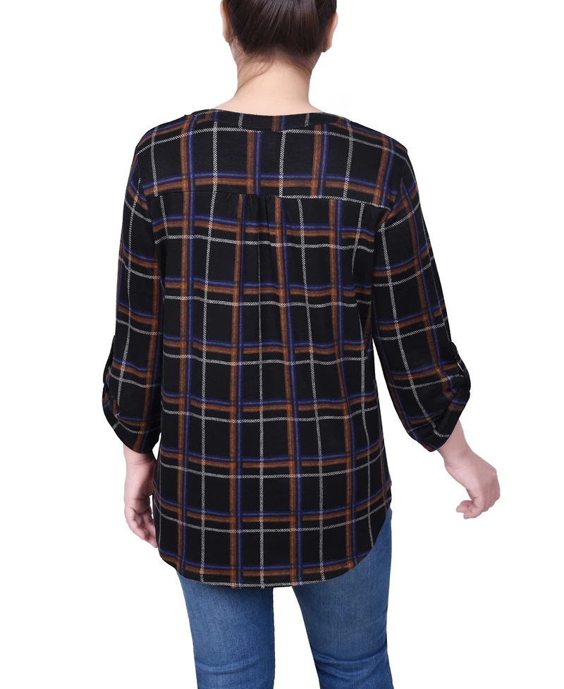 Ny Collection Women's 3/4 Roll Sleeve Top