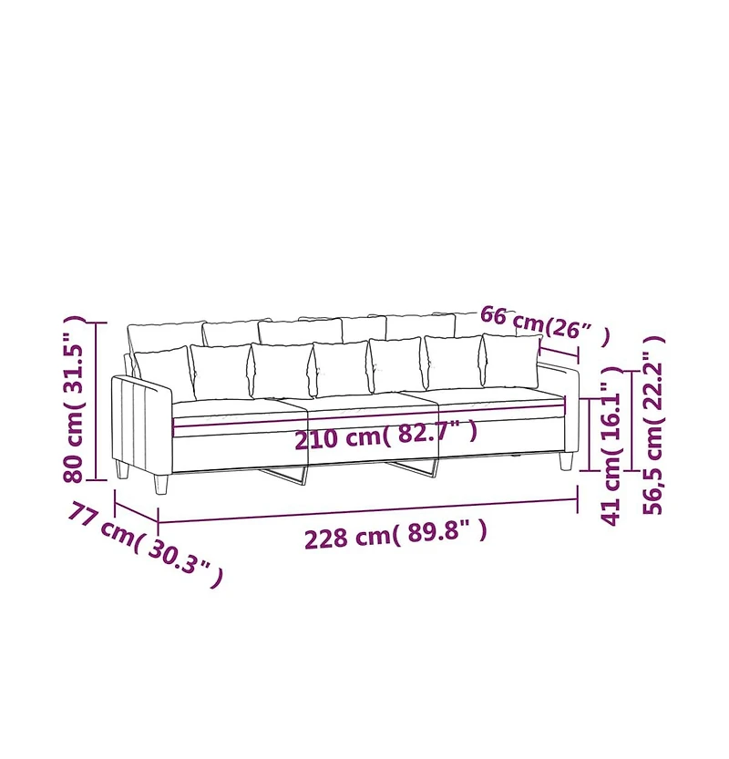 vidaXL 3-Seater Sofa Light Gray 82.7" Fabric