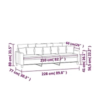 vidaXL 3-Seater Sofa Light Gray 82.7" Fabric