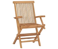 Folding Patio Chairs 2 pcs Solid Teak Wood
