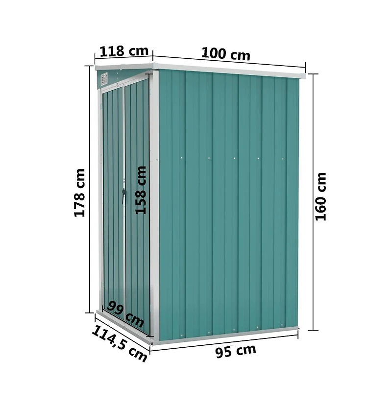 vidaXL Wall-mounted Garden Shed Green 46.5"x39.4"x70.1" Galvanized Steel