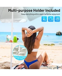 Portable Outdoor Beach Umbrella with Sand Anchor and Tilt Mechanism