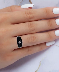 Lab-Grown White Sapphire (1/20 ct. tw.) & Enamel Star Ring Sterling Silver (Also Black Spinel)