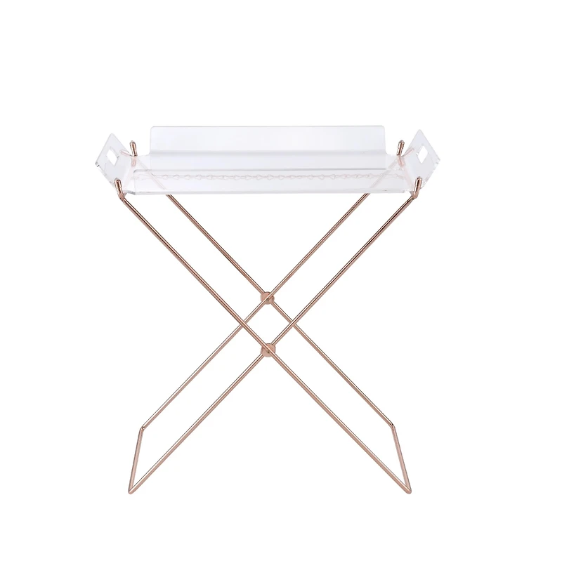 Simplie Fun Cersei Tray Table In Clear Acrylic & Copper