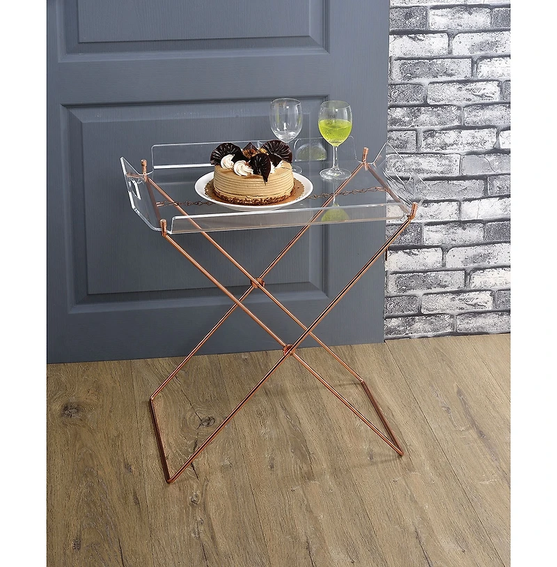 Simplie Fun Cersei Tray Table In Clear Acrylic & Copper