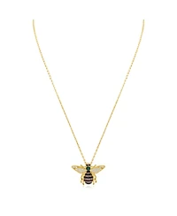 Suzy Levian Sterling Silver Cubic Zirconia Bumble Bee Pendant Necklace