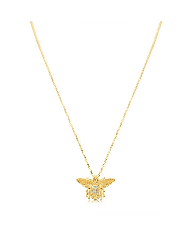 Suzy Levian Sterling Silver Cubic Zirconia Bumble Bee Pendant Necklace
