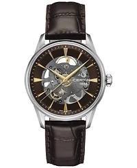 Certina Men's Swiss Automatic Ds-1 Skeleton Black Strap Watch 40mm