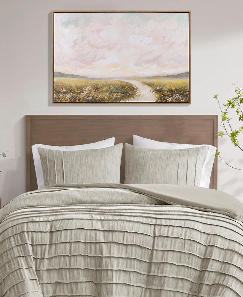 Madison Park Peaceful River Hand Embellished Framed Canvas Abstract Landscape Wall Art