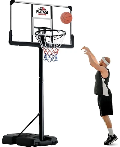 Portable Basketball Hoop 10 ft Adjustable - 44in Shatterproof Backboard - Basketball Goal System 8-10 ft Adjustable Basketball Hoop