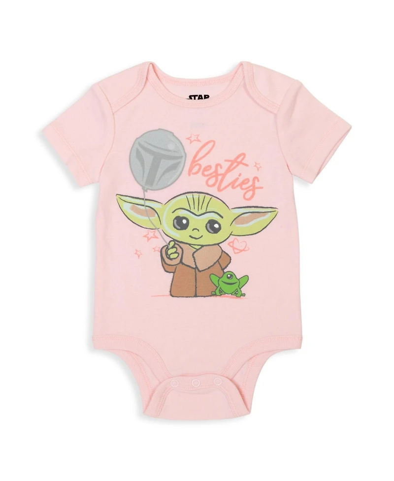 Star Wars Baby Girls The Mandalorian Yoda 5 Pack Short Sleeve Bodysuits