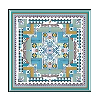 Jessie Zhao New York Double Sided Silk Scarf of Reconstruction with Shapes in Blue