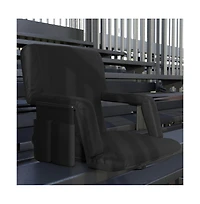 Portable Stadium Chair With Armrests, Reclining Padded Back & Seat, Lightweight Metal Frame Backpack Straps, Storage Pockets