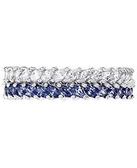 Cubic Zirconia Blue & White Marquise Chevron Eternity Band Sterling Silver