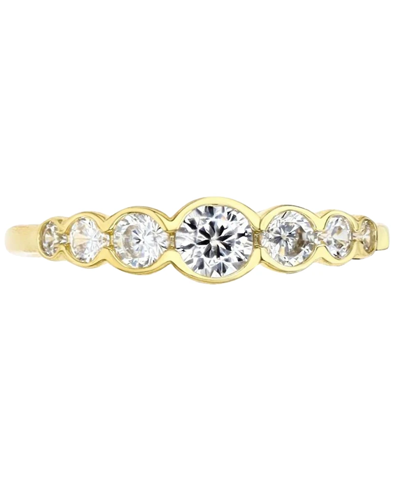 Cubic Zirconia Graduated Bezel-Set Ring Sterling Silver