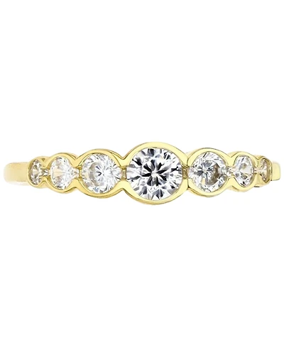 Cubic Zirconia Graduated Bezel-Set Ring Sterling Silver