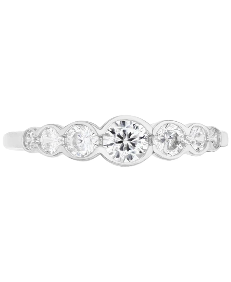 Cubic Zirconia Graduated Bezel-Set Cubic Zirconia Ring in Sterling Silver