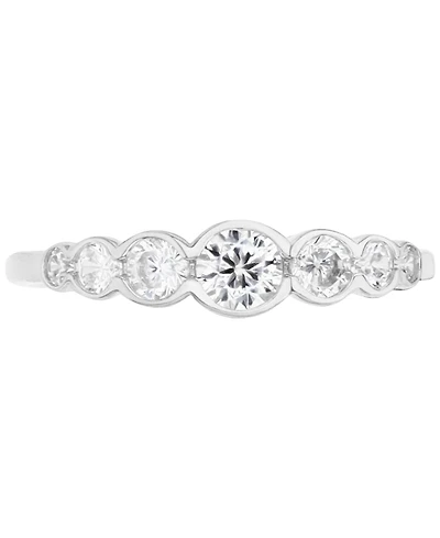 Cubic Zirconia Graduated Bezel-Set Cubic Zirconia Ring in Sterling Silver