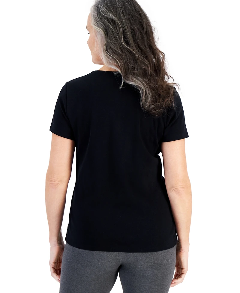 Style & Co Petite Cotton Scoop-Neck Short-Sleeve Top, Created for Macy's