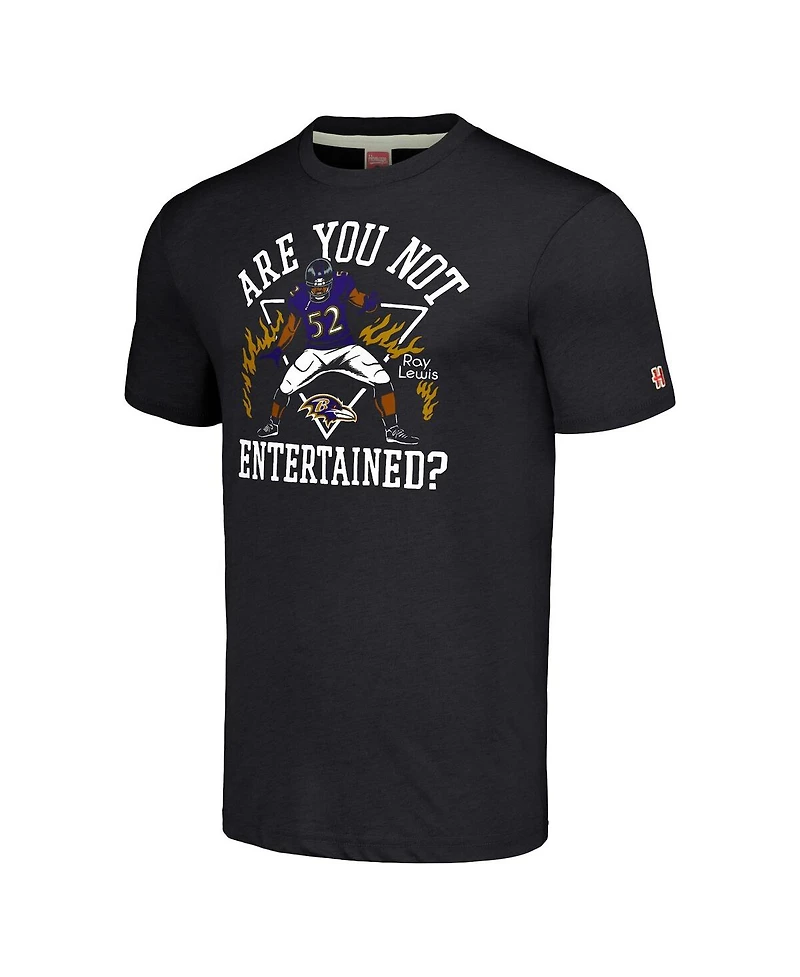 Men's Homage Ray Lewis Charcoal Baltimore Ravens Retired Player Caricature Tri-Blend T-shirt