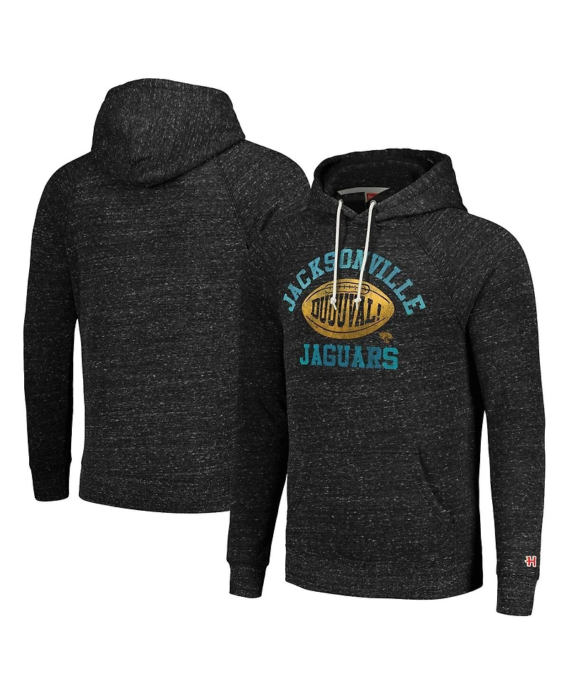 Men's and Women's Homage Heather Charcoal Jacksonville Jaguars Hyperlocal Raglan Pullover Hoodie