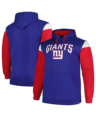 Men's Profile Royal New York Giants Big and Tall Trench Battle Pullover Hoodie
