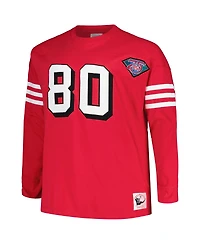 Men's Mitchell & Ness Jerry Rice Scarlet San Francisco 49ers Big and Tall Cut Sew Player Name Number Long Sleeve T-shirt
