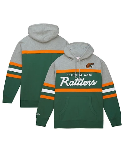 Men's Mitchell & Ness Green Florida A&M Rattlers Head Coach Pullover Hoodie